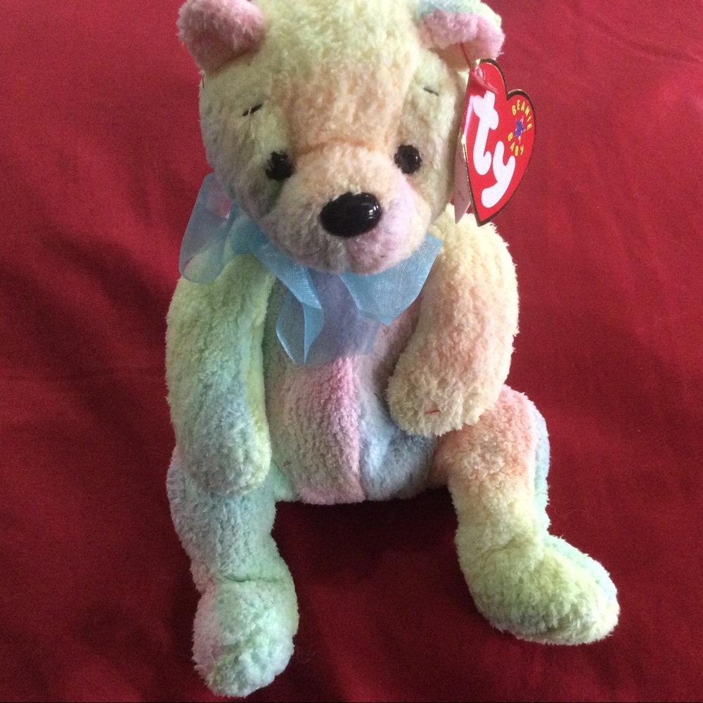 Ty Mellow cute tie dye sitting beanie bear MWMTS
